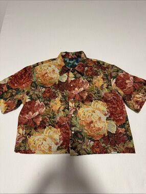 Floral Button-Up Shirt/jacket in Warm Autumn Hues